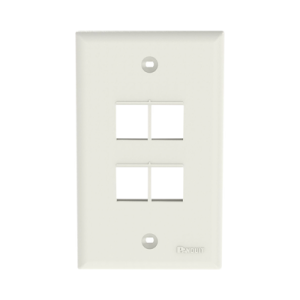 Placa de Pared Vertical, Salida Para 4 Puertos Keystone, Color Blanco Mate