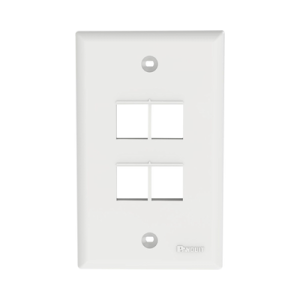Placa de Pared Vertical, Salida Para 4 Puertos Keystone, Color Blanco