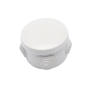 Caja Derivación-Conexión de Plástico Circular con 4 Glándulas de Goma (70 diámetro X 48 alto mm). Para Instalaciones Comerciales, Residenciales e Industriales. Cerrado a Presión.