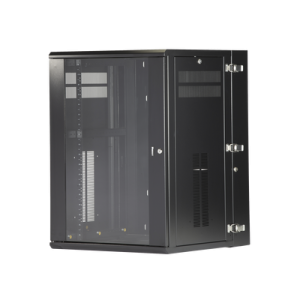 Gabinete PanZone de Montaje en Pared, de 19in, Puerta con Ventana de Seguridad, 18 UR, 635mm de Profundidad, Color Negro