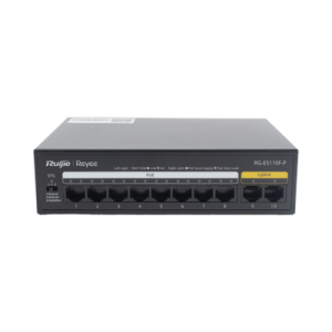 Switch PoE+ no Administrable, Hasta 110 Watts, 8 puertos PoE+ y 2 Uplinks 10/100