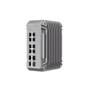 Switch Industrial PoE, Ideal para temperaturas Extremas y protección contra descargas, 8 Puertos Gigabit PoE 802.3 af/at, 4 Puertos SFP Administrable Cloud