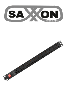 SAXXON SXPDU12P16A- Barra PDU con 12 Contactos Individuales , 16 Amp , 120V , 1UR , Protección contra rayos , Aleación de Aluminio