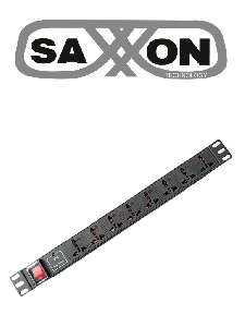 SAXXON SXPDU8P16A- Barra PDU con 8 Contactos Individuales , 15 Amp , 120V , 1UR , Protección contra rayos , Aleación de Aluminio