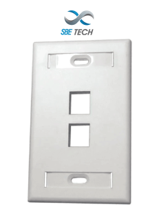 SBE TECH SBE-2517-2P-WT - Placa de pared de 2 puerto color blanco para conectores Jack rj 45 keystone