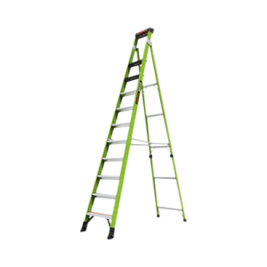 Escalera de 3.65 m Capacidad máxima de 170 Kg, inclinada, de fibra de vidrio con almohadilla de pared giratoria.