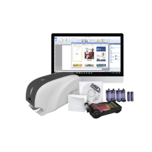 Kit Impresora de tarjetas PVC/ Una Cara /incluye: 2 x Ribbons, 100 Tarjetas PVC, Software, Kit Limpieza, Garantia 3 Años, Mascara de Seguridad UV