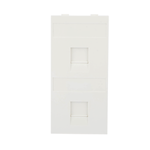 Placa Plana de Voz y Datos con Guardapolvo para 2 RJ45 / Color Blanco / 2 Puertos para Jacks Keystone / Compatible con Cajas de Pavimento SM-CPAV-2 y SM-CPAV-4 / Modelo S76B/9
