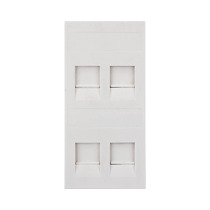 Placa Plana de Voz y Datos con Guardapolvo para 4 RJ45 / Color Blanco / 4 Puertos para Jacks Keystone / Compatible con Cajas de Pavimento SM-CPAV-2 y SM-CPAV-4 / Modelo S76C/9