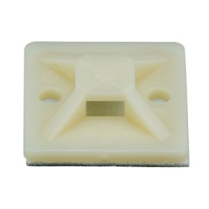 Montaje-Sujetador Adhesivo STRONGHOLD de 4 Vías de 1" x 1" x 1/4", Color Natural, Nylon 6.6 Retardante de Llamas V-2, Paquete de 100pz
