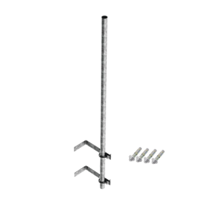 Mástil de 3 m de 1-1/4" diámetro ced. 30 con Herrajes para Sujeción a Pared.