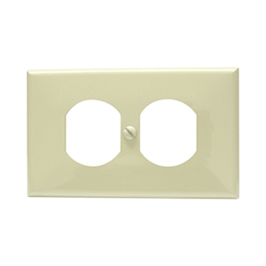 Placa de plástico para contacto dúplex color marfil.