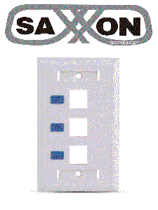 SAXXON A1753E - Placa de pared / Vertical / 3 Puertos tipo keystone / Color blanco / Con etiquetas