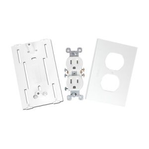 Contacto eléctrico doble, soporte y tapa color blanco de PVC auto extinguible, para canaleta TEK100 (5591-10200)