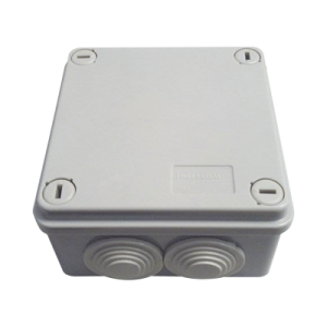 Caja Tipo Estanca IP55, con 6 Entradas, Tapa y Tornillo de Vuelta de 1/4, 100 x 100 x 50 mm (3.94 x 3.94 x 1.97 Pulgadas), Color Gris