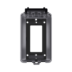 Caja Protectora de Contactos para Exterior / Policarbonato de Alto Impacto / Protección NEMA 3R / 127V 15A 60Hz / Tapa Transparente Base Negra / Resistente a Intemperie UV