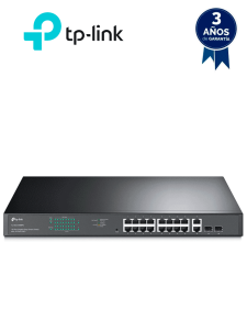 TP-LINK TL-SG1218MPE - Switch JetStream con 16 puertos 10/100/1000Mbps y soporte PoE af/at, además de 2 puertos SFP con una capacidad total de hasta 192W.