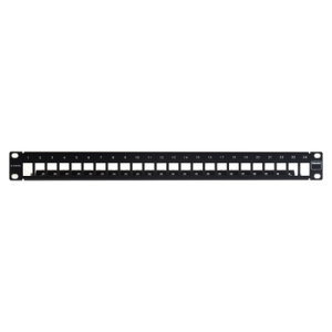 Patch Panel TERA-MAX Blindado de 24 Puertos, Modular (Vacío), Plano, Color Negro, 1UR