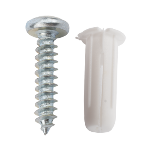Paquete de 20 taquetes blancos 3/4" y 20 tornillos 8mm x 3/4" (1101-05002)