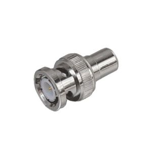 Adaptador en Línea para 75 Ohm, de Conector BNC Macho a RCA Hembra en Aplicaciones de Audio-Video para Cámaras, Monitores y DVR's.