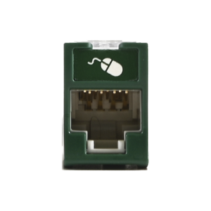 Jack UltraMAX Cat5e, UTP, Montaje Híbrido en Placa de Pared (Plano y Angulado), Color Verde, Punch Down