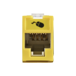 Jack Ultramax Cat6, UTP, Montaje Híbrido en Placa de Pared (Plano y Angulado), Color Amarillo, Punch Down