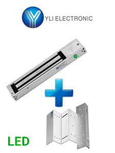 YLI YM280NLEDPAK - Paquete de Cerradura Magnética YM280N con Led y Soporte de Fijación tipo ZL / Fuerza de Sujeción 280kg (600LB) / Para puertas de madera, vidrio y metálicas