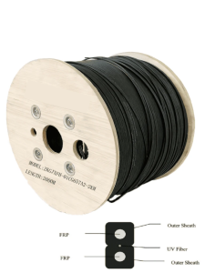 TCE - Fibra Optica Drop G.657A2 Monomodo 1 hilo, LSZH negro, interior/exterior, Kevlar/FRP, ideal CCTV y Redes, Carrete de 2 km