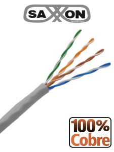 SAXXON OUTPCAT5E - Bobina de Cable UTP Cat5e 100% Cobre/ 305 Metros/ Bobinado REELEX /Color Gris/ Uso Interior/ 4 Pares/ Soporta Pruebas de Rendimiento/ Ideal para Cableado de Redes y Video/