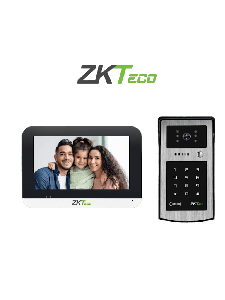 ZKTECO VK07B53LKit- Kit de Videoportero IP / Monitor Color de 7 Pulgadas / Frente de Calle IP55 / Cámara 1080P / PoE / Apertura con Tarjetas ID (125Khz) y Contraseña / Excelente Visión Nocturna
