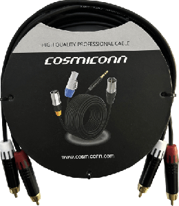 Cable 2 RCA x 2 RCA, conectores negros, con diferenciador de blanco y rojo (2x MT380-RD - 2x MT380-WH), length 3m