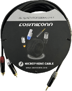 Cable 3.5mm a 2 RCA, conectores negros, con diferenciador de blanco y rojo en RCA MT380-RD - MT380-WH - MTP3C-BG, length 5m