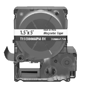 Casete de Etiquetas Magnéticas de Cinta Continua, Color Blanco Sobre Negro, Uso Interior, 36 mm (1.42 pulgadas) de Ancho x 1.5 Metros (4.92 pies) de Largo