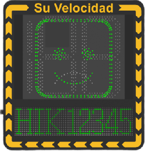 Display LED para Control de Velocidad Exterior / Distancia Visible de 100 m / LED de Alta Luminosidad y Bajo Consumo / Visualización de Velocidad con Código de Colores / IP66 / Conectividad Wi-Fi y Ethernet / Compatible con TCP/IP, HTTP, DHC