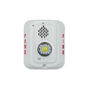 Sirena con Lámpara LED Estroboscópica / a 2 Hilos / Montaje en Pared / 24 Vcd / Configuración Estroboscópica Seleccionable / Texto en Inglés / Color Blanca