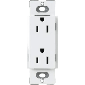 Tomacorriente receptáculo convencional 120V, 15A, color blanco.