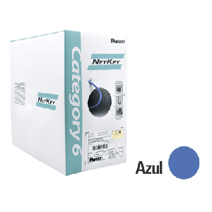 Bobina de Cable UTP 305 Metros (1000 Pies) de Cobre, NetKey, Azul, Categoría 6 (24 AWG), 1000Mbps, Riser (CMR), de 4 Pares