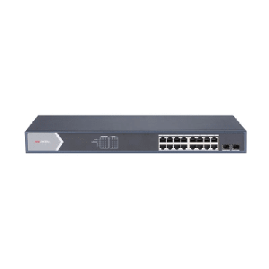 Switch Gigabit PoE+ / Administrable / 16 Puertos 1000 Mbps PoE+ / 2 Puertos SFP / Configuración Nube desde Hik-ParnerPro / PoE hasta 300 Metros / 225 Watts