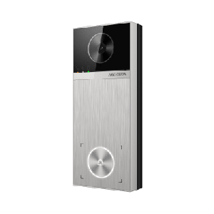 Videoportero / 4 Megapixel / Ángulo de Visión 150° / Control de 2 Cerraduras / Desbloqueo por Tarjeta, Hik-Connect y Estación Interior / IP65 / PoE IEEE802.3at / Compatibilidad ONVIF / H.265