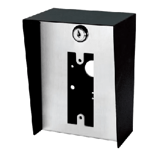 Gabinete para Montaje en Poste ENFORCER / Carcasa de Acero con Pintura en Polvo / Placa Frontal de Acero Inoxidable con Bisagra / IP65 Impermeable / Incluye Herrajes de Montaje y 2 Llaves / Compatible con Dispositivos de Formato Angosto y Ancha