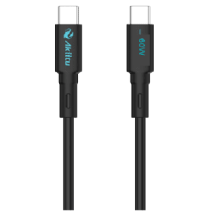 Cable USB-C a USB-C Carga Rápida 60W / Serie Magnética / 480 Mbps / Silicona Líquida / 1 m (3.3 ft) / Auto-enrollable / Anti-enredos / Negro