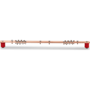 Barra Distribución Tierra Rack 19 in / Cobre 100% / 550A / Aisladores Rojos / 0.64 cm (0.25 in) / J-STD-607-A