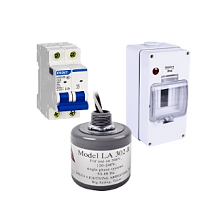 Kit de Centro de Carga Para Corriente Alterna, Breaker de hasta 400 Vca de 63 A con Supresor de Picos Transitorios.