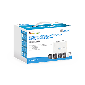 Kit TurboHD 1080p / DVR 4 canales / 4 Cámaras Bala de Policarbonato / Audio Bidireccional / Dual Light (IR + Luz Blanca) / H.265+ / 1 Fuente de Poder Profesional / Accesorios de Instalación
