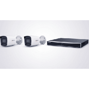 [ KIT ACUSEEK 2 CAM + 1 NVR ] / NVR 12 Megapixel / 8 Canales IP / 8 Puertos PoE / Cámara 4 MP / Tipo Bullet / Luz Dual 30 mts IR + 30 mts Luz blanca / Microfono Integrado / Exterior IP67 / WDR
