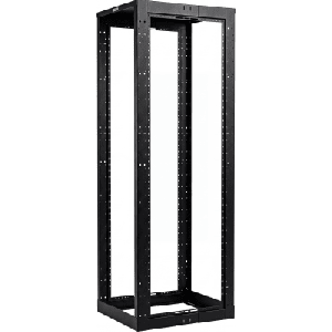 Rack de Cuatro Postes Estándar de 19", Rieles Con Orificio Para Tuerca Enjaulada, Profundidad Ajustable de 23 a 42 in, 45 Unidades de Rack, Color Negro