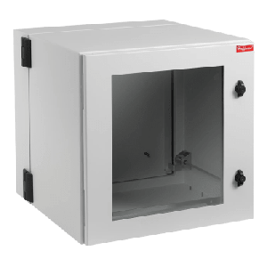 Gabinete Industrial ProTek de 12 UR Puerta con Ventana de 612 x 600 x 610 mm, Protección NEMA Tipo 12; IP55; IK10, Abatible, Fabricado en Acero, Color Gris Claro