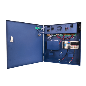 Fuente de poder profesional PoE (Power over Ethernet) de 8 puertos con capacidad total de 360W, diseñada específicamente para sistemas de videovigilancia CCTV y control de acceso.