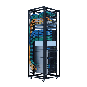 Organizador Vertical de Cables para Rack 45 UR (79 in) / Acero Negro RAL 9005 / Sección 95x208 mm (3.7x8.2 in) / Capacidad 726 Cables / Dedos cada 1.75 pulg / ProLine S1 HOFFMAN