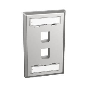 Placa de Pared Vertical, Salida Para 2 Puertos Keystone, Con Espacios Para Etiquetas, de Acero Inoxidable